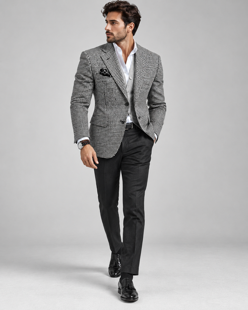 Blazer Pied de Poule da Uomo con Rever a Lancia — foto 2