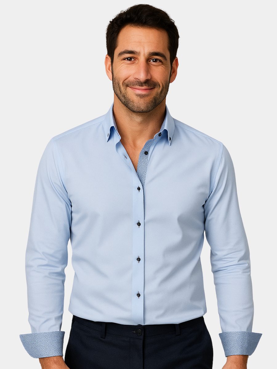 Camicia da Uomo con Polsini a Contrasto