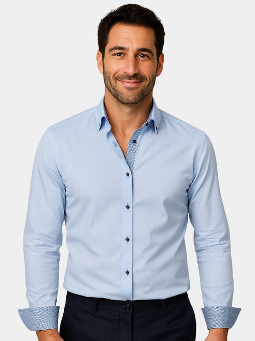 Camicia da Uomo con Polsini a Contrasto