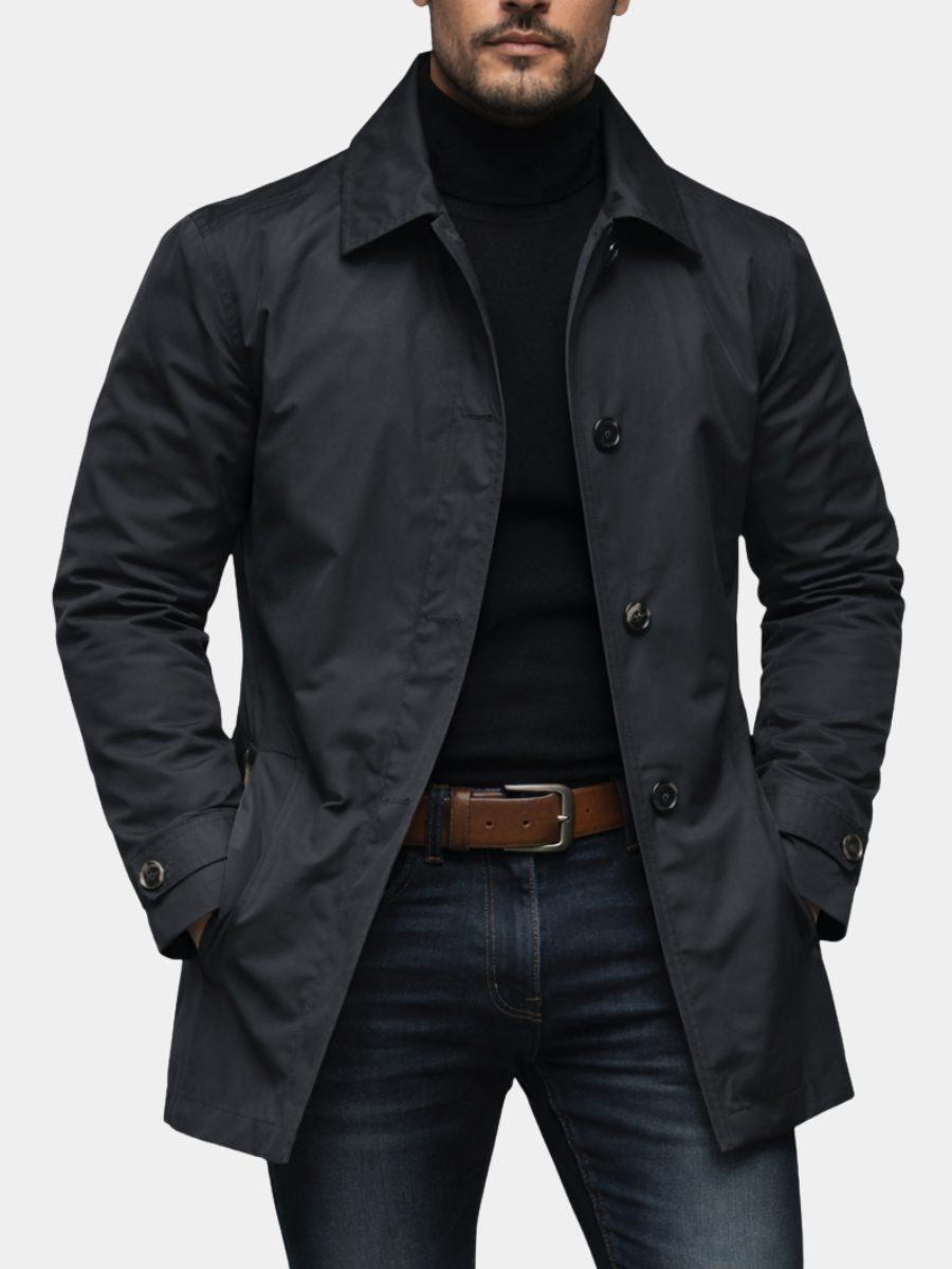 Cappotto da Uomo con Revers e Chiusura a Bottoni
