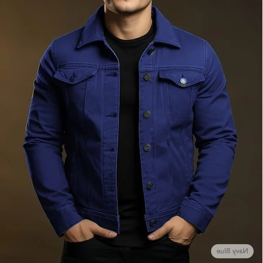 Giacca da Uomo Denim con Bottoni Classica — foto 3