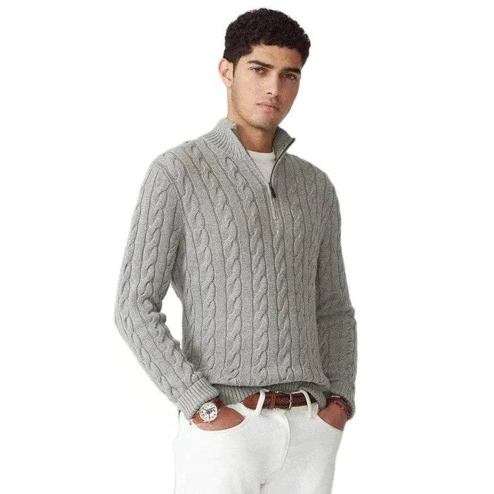Maglione Mezza Zip da Uomo Lavorazione a Trecce