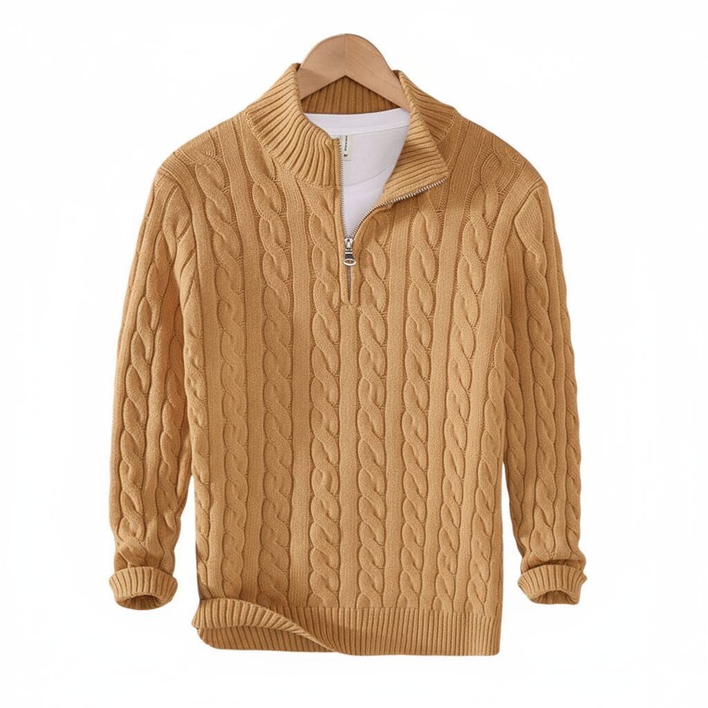 Maglione Mezza Zip da Uomo Lavorazione a Trecce — foto 5
