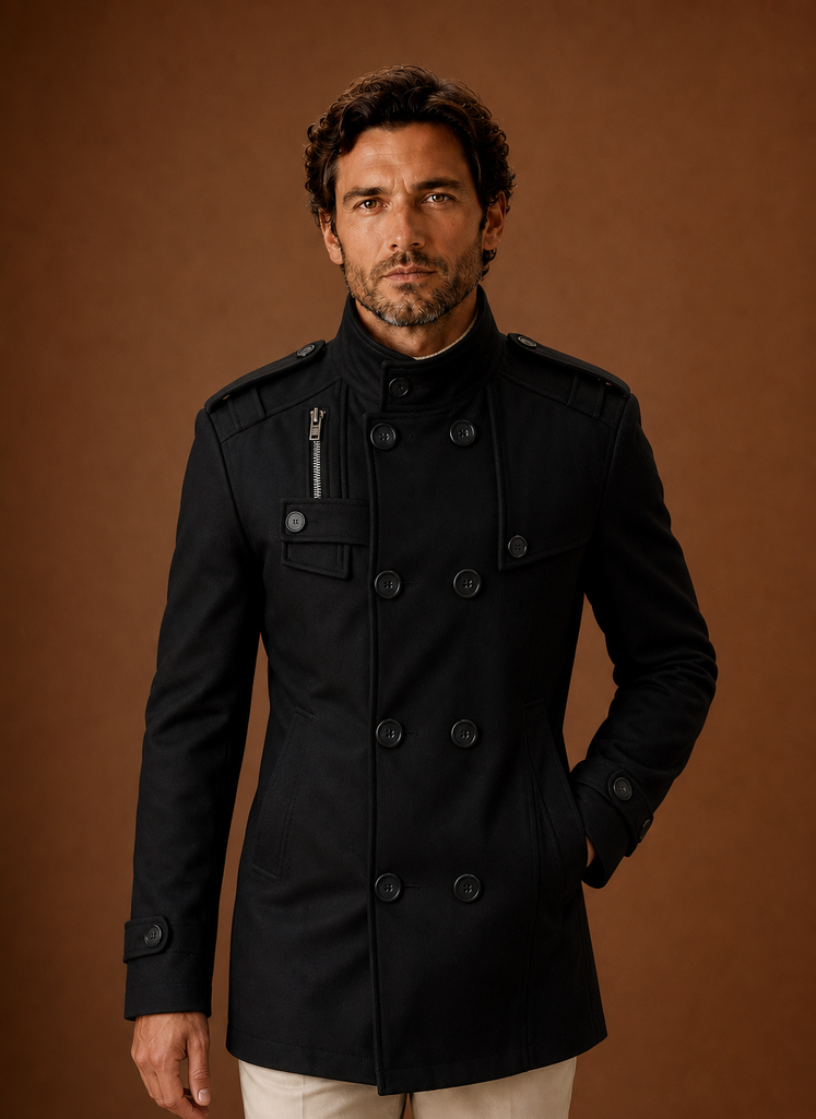 Cappotto Doppiopetto da Uomo con Bottoni Frontali