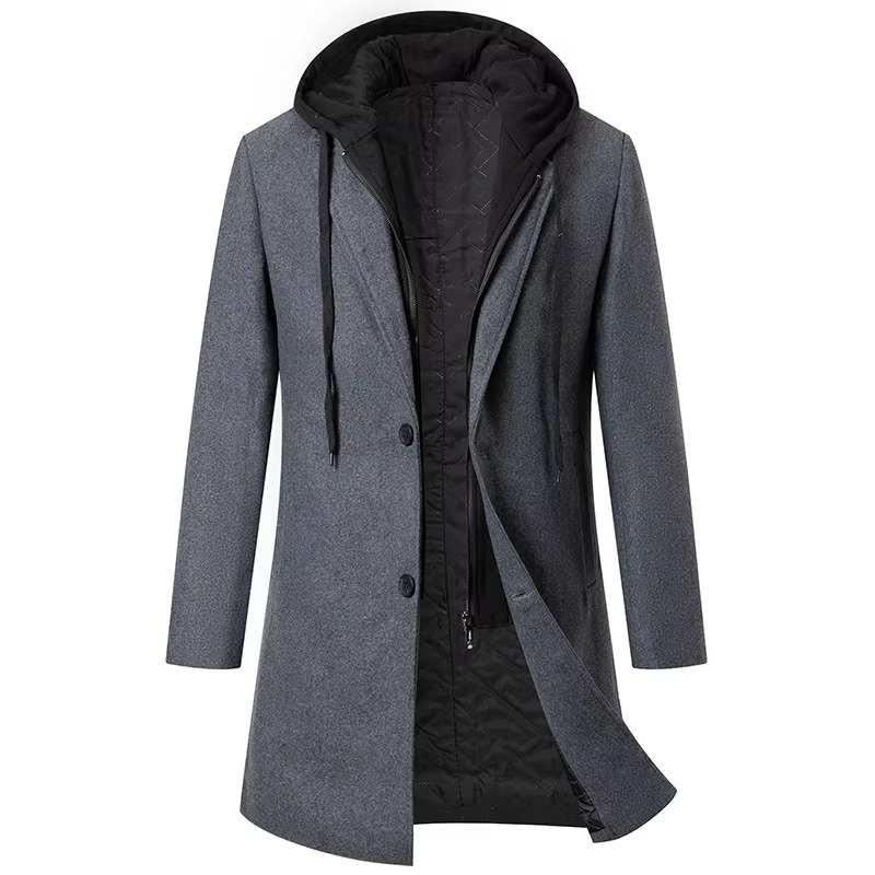 Cappotto in Lana da Uomo Lungo con Cappuccio — foto 2