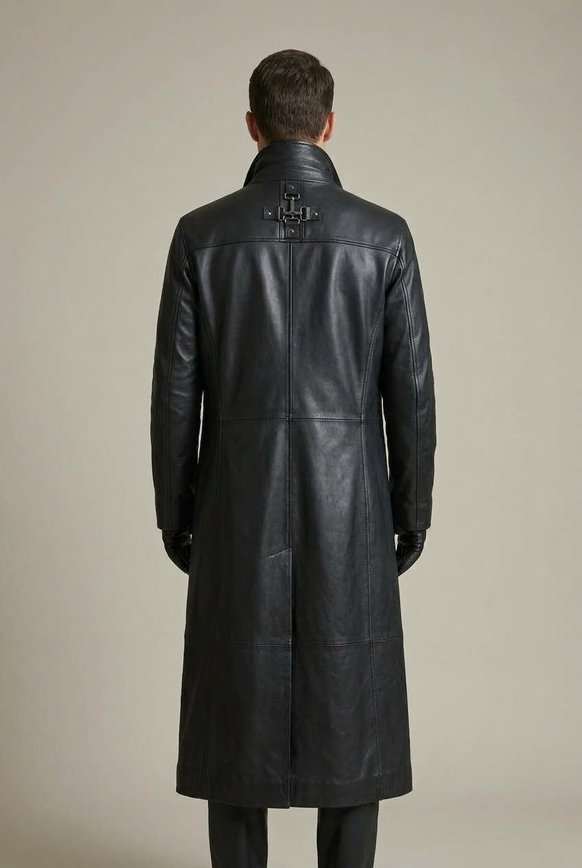 Cappotto Lungo da Uomo in Pelle Taglio Rilassato — foto 3