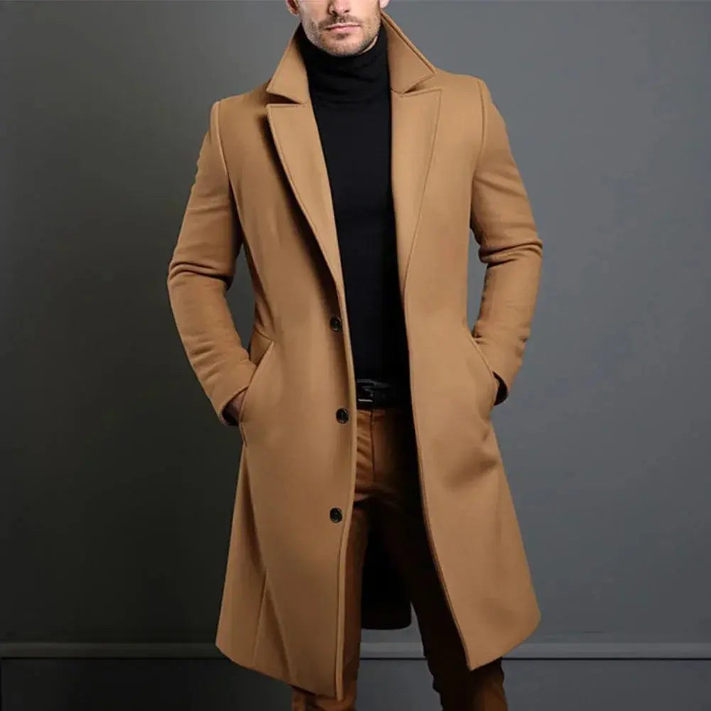 Cappotto Lungo da Uomo con Revers a Dente