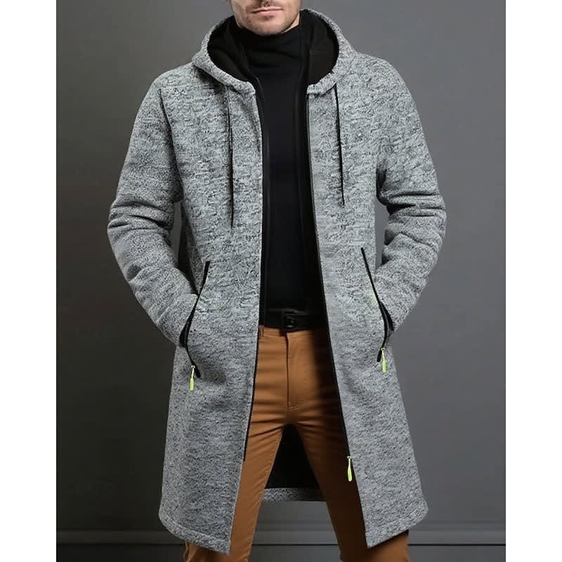 Cappotto in Maglia Mélange da Uomo con Cappuccio