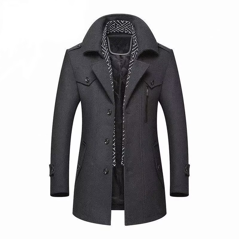 Cappotto in Misto Lana da Uomo con Collo Sciallato