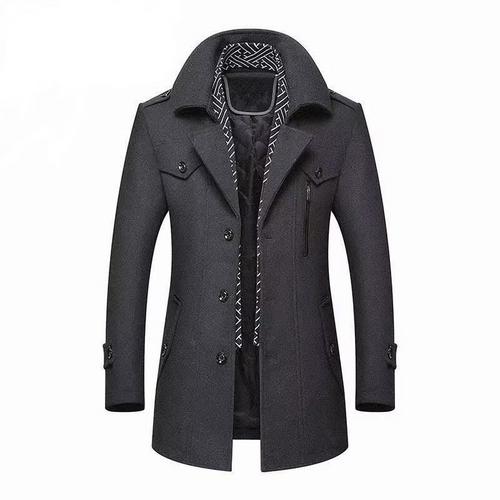 Cappotto in Misto Lana da Uomo con Collo Sciallato