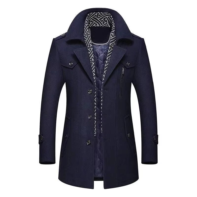 Cappotto in Misto Lana da Uomo con Collo Sciallato — foto 2