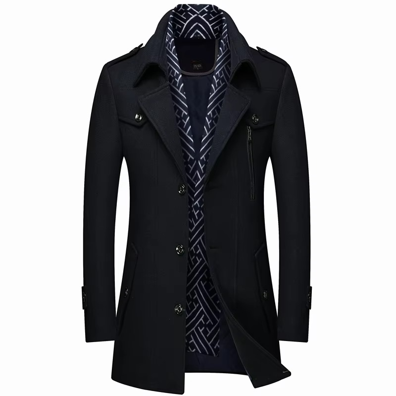 Cappotto in Misto Lana da Uomo con Collo Sciallato — foto 4