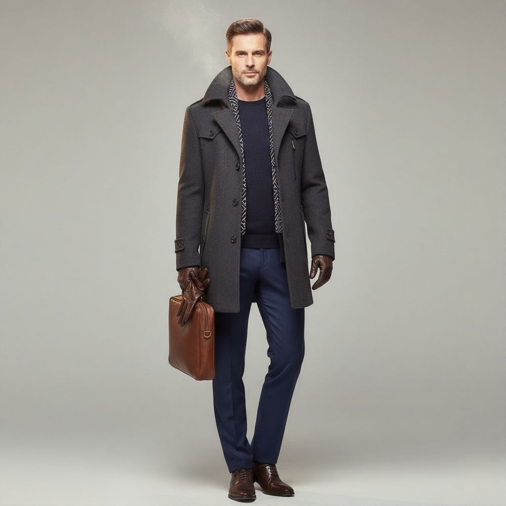 Cappotto in Misto Lana da Uomo con Collo Sciallato — foto 8