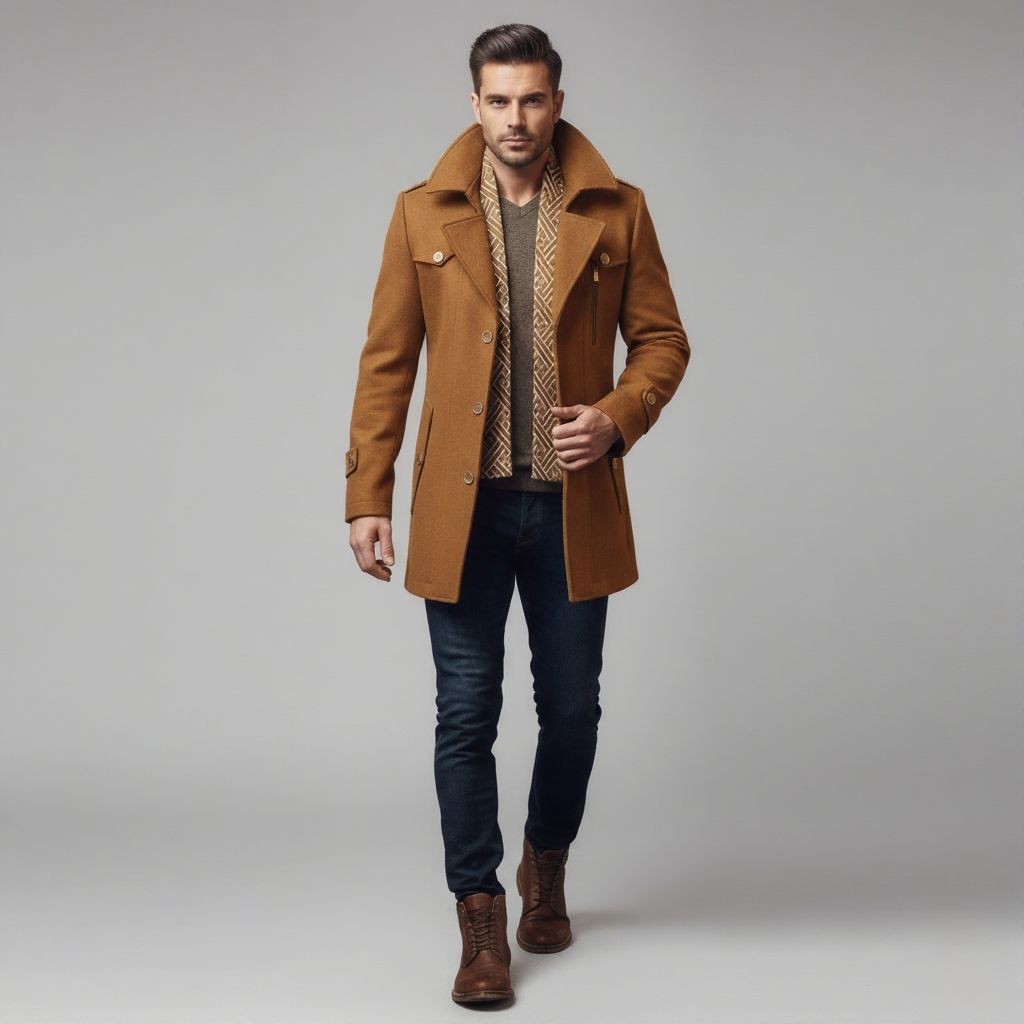 Cappotto in Misto Lana da Uomo con Collo Sciallato — foto 9