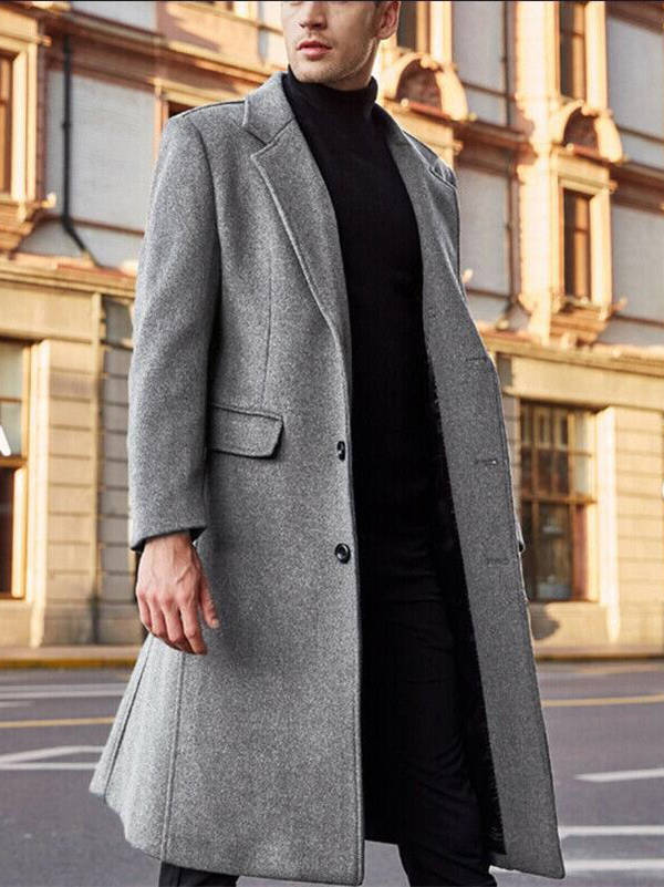 Cappotto Monopetto Lungo da Uomo Taglio Slim — foto 8