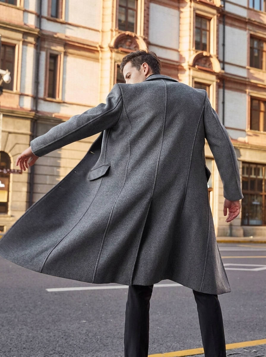 Cappotto Monopetto Lungo da Uomo Taglio Slim — foto 9