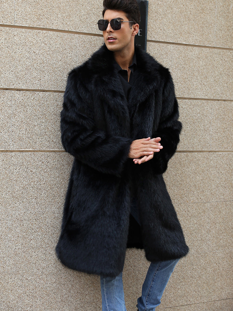 Cappotto in Pelliccia Sintetica da Uomo con Revers — foto 4