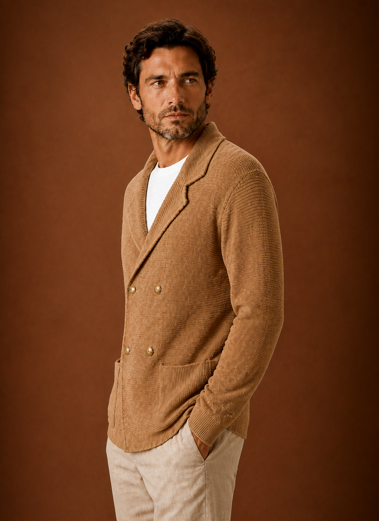 Cardigan Doppiopetto da Uomo con Collo a Scialle — foto 11