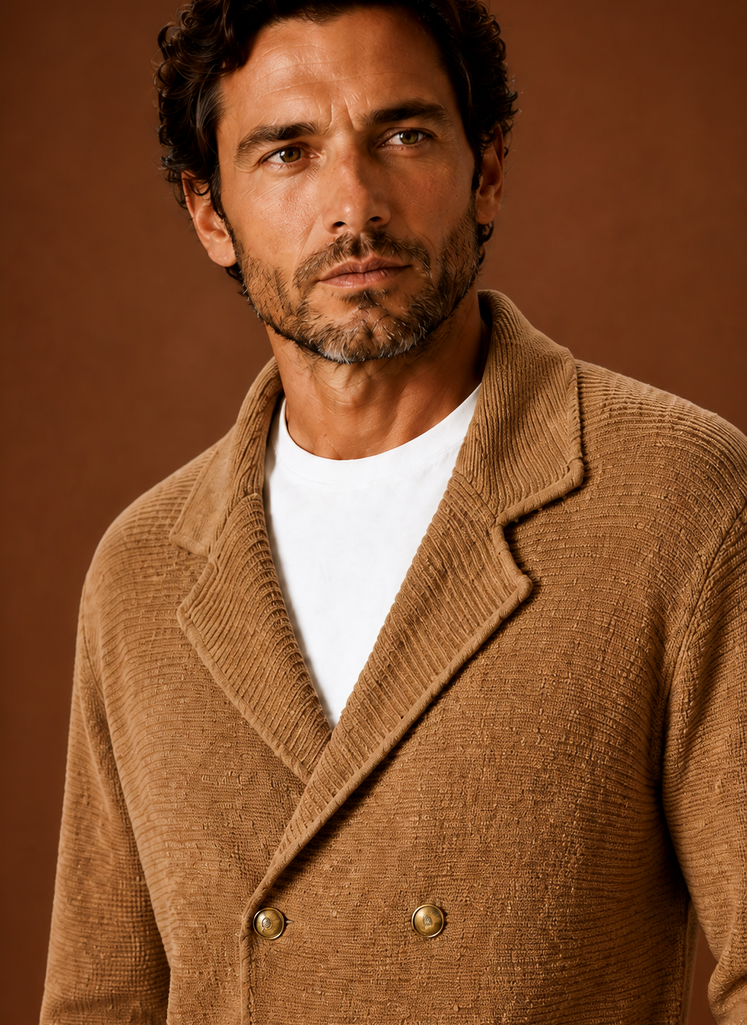 Cardigan Doppiopetto da Uomo con Collo a Scialle — foto 13
