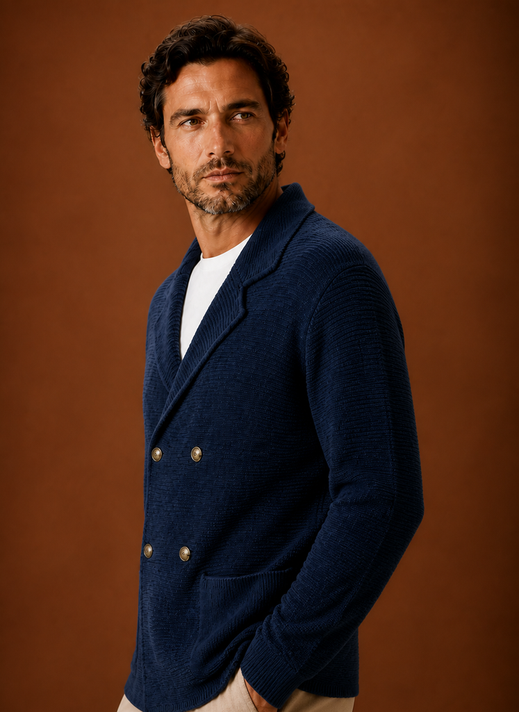 Cardigan Doppiopetto da Uomo con Collo a Scialle — foto 14