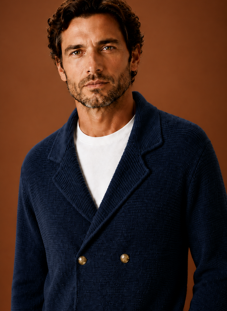 Cardigan Doppiopetto da Uomo con Collo a Scialle — foto 16