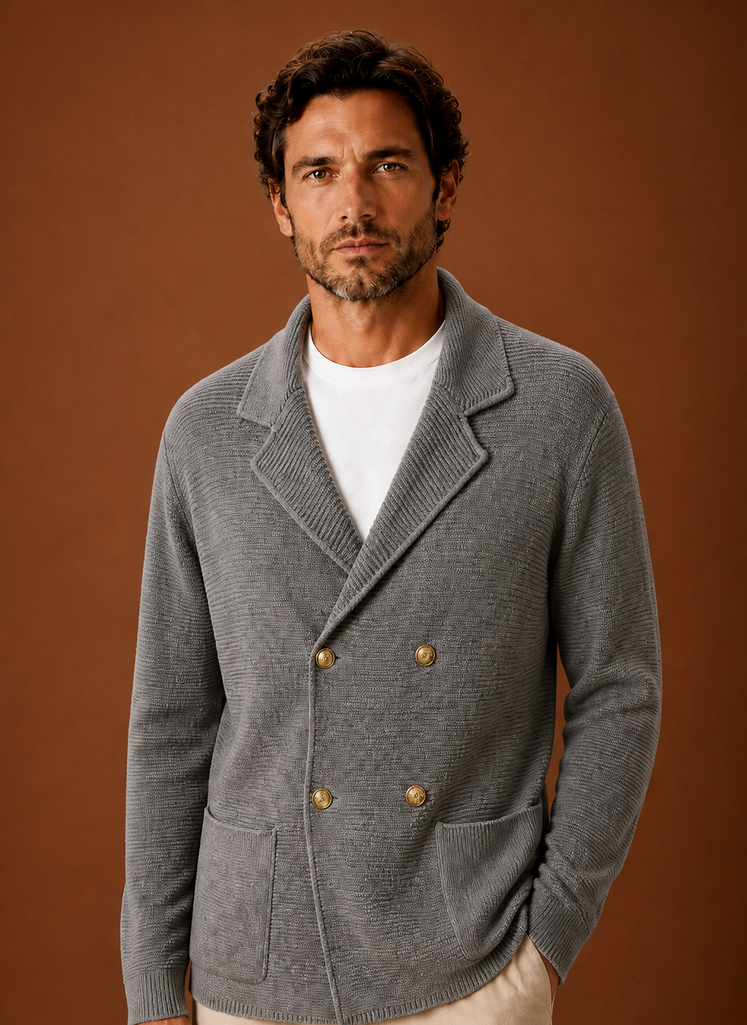 Cardigan Doppiopetto da Uomo con Collo a Scialle — foto 2