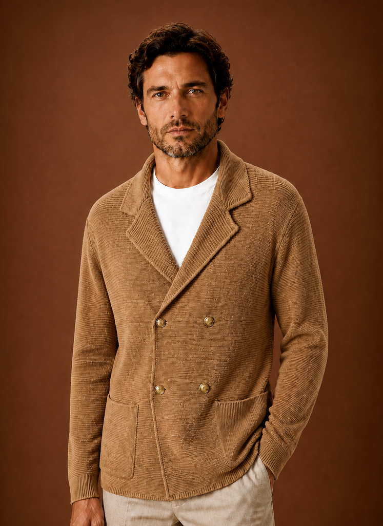 Cardigan Doppiopetto da Uomo con Collo a Scialle — foto 3