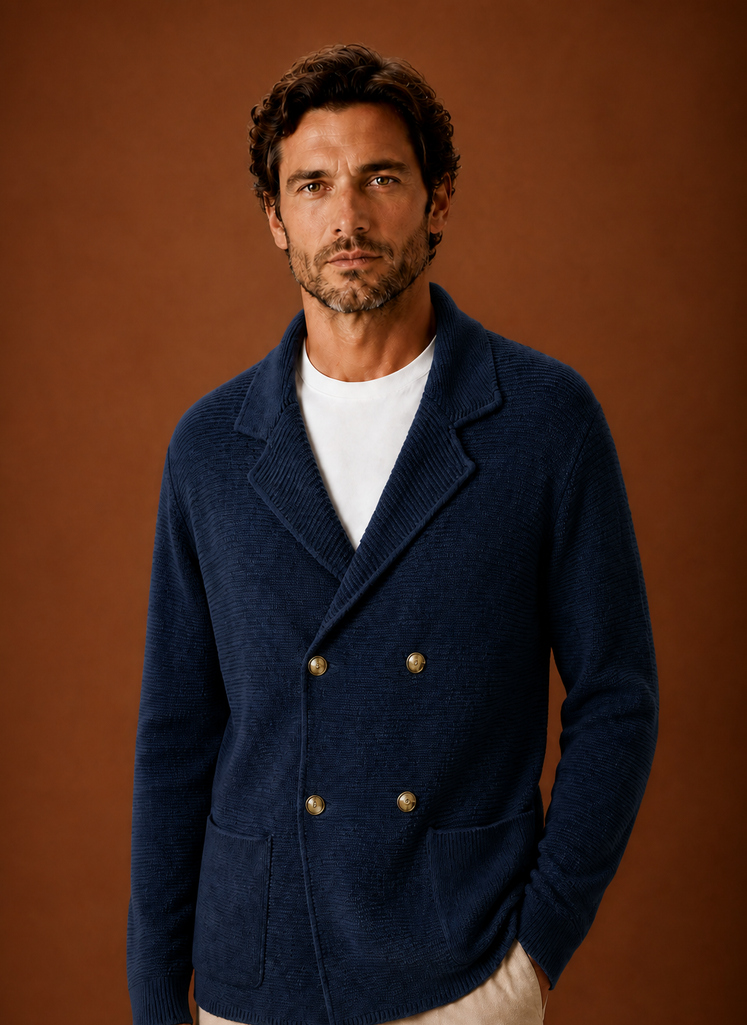 Cardigan Doppiopetto da Uomo con Collo a Scialle — foto 4