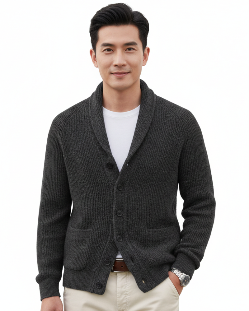 Cardigan a Righe da Uomo con Scollo a V