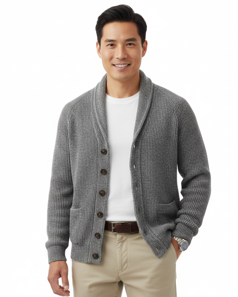 Cardigan a Righe da Uomo con Scollo a V — foto 2