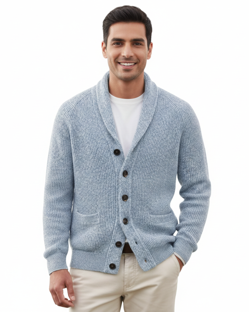 Cardigan a Righe da Uomo con Scollo a V — foto 4