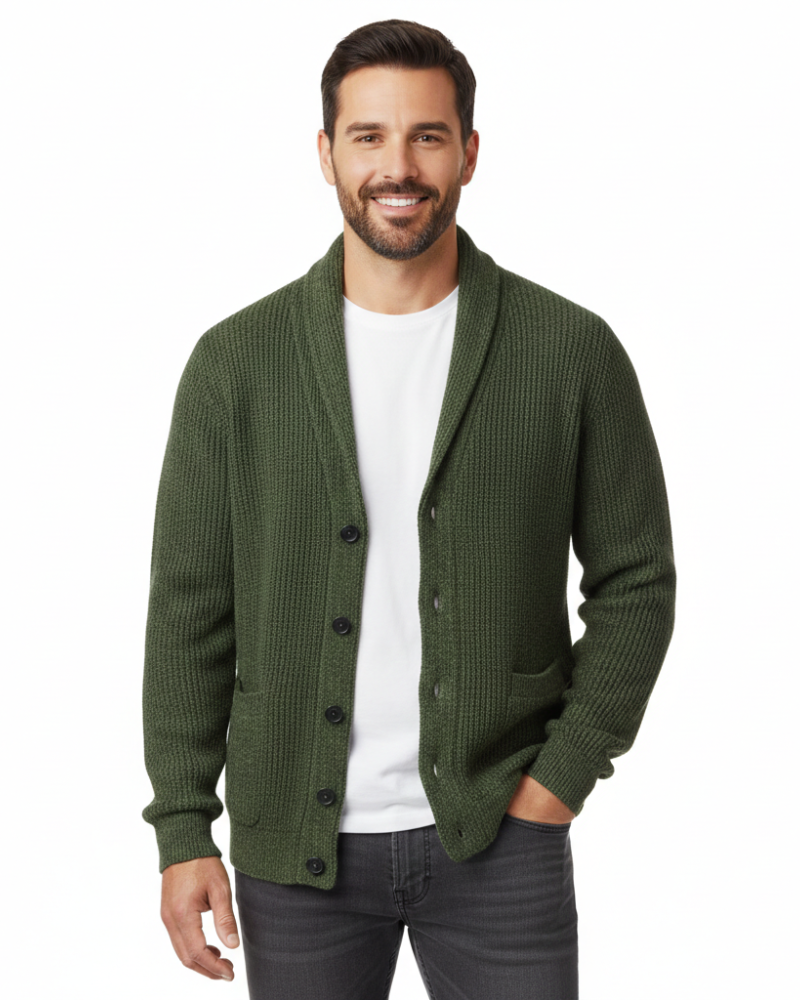 Cardigan a Righe da Uomo con Scollo a V — foto 5