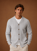 Cardigan a Trecce da Uomo con Scollo a V