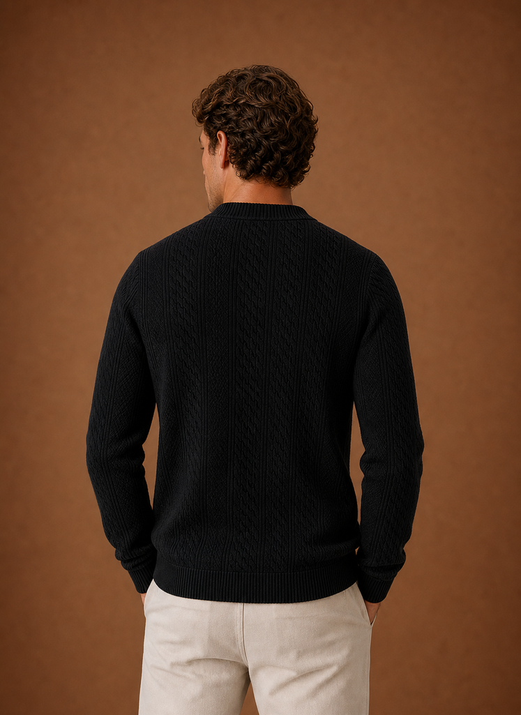 Cardigan a Trecce da Uomo con Scollo a V — foto 11