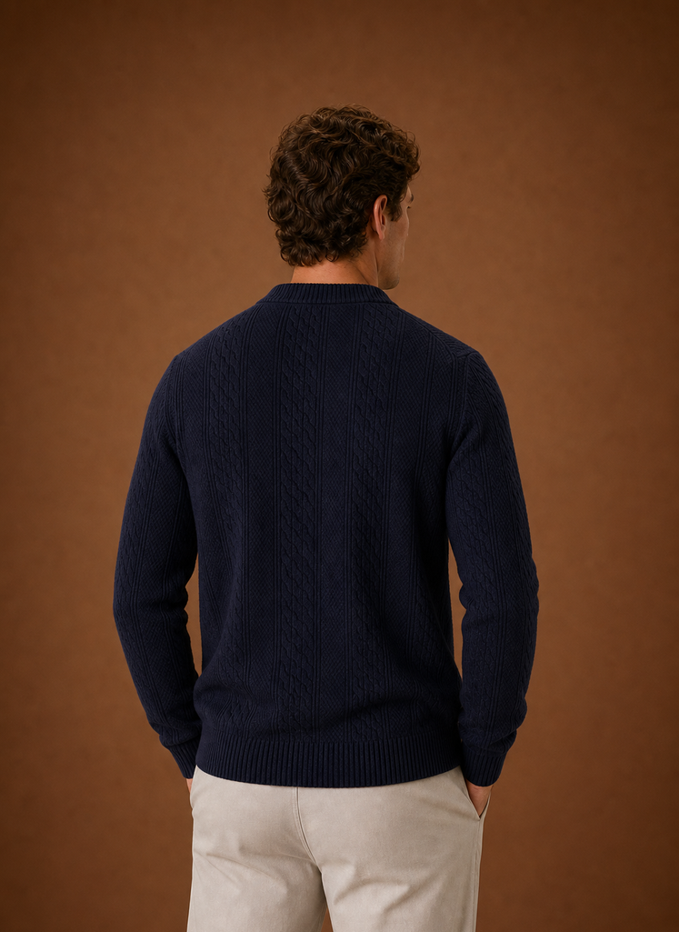 Cardigan a Trecce da Uomo con Scollo a V — foto 14