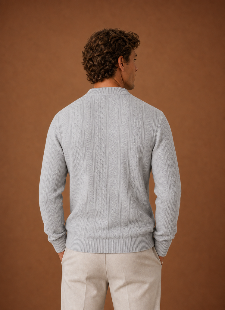 Cardigan a Trecce da Uomo con Scollo a V — foto 4