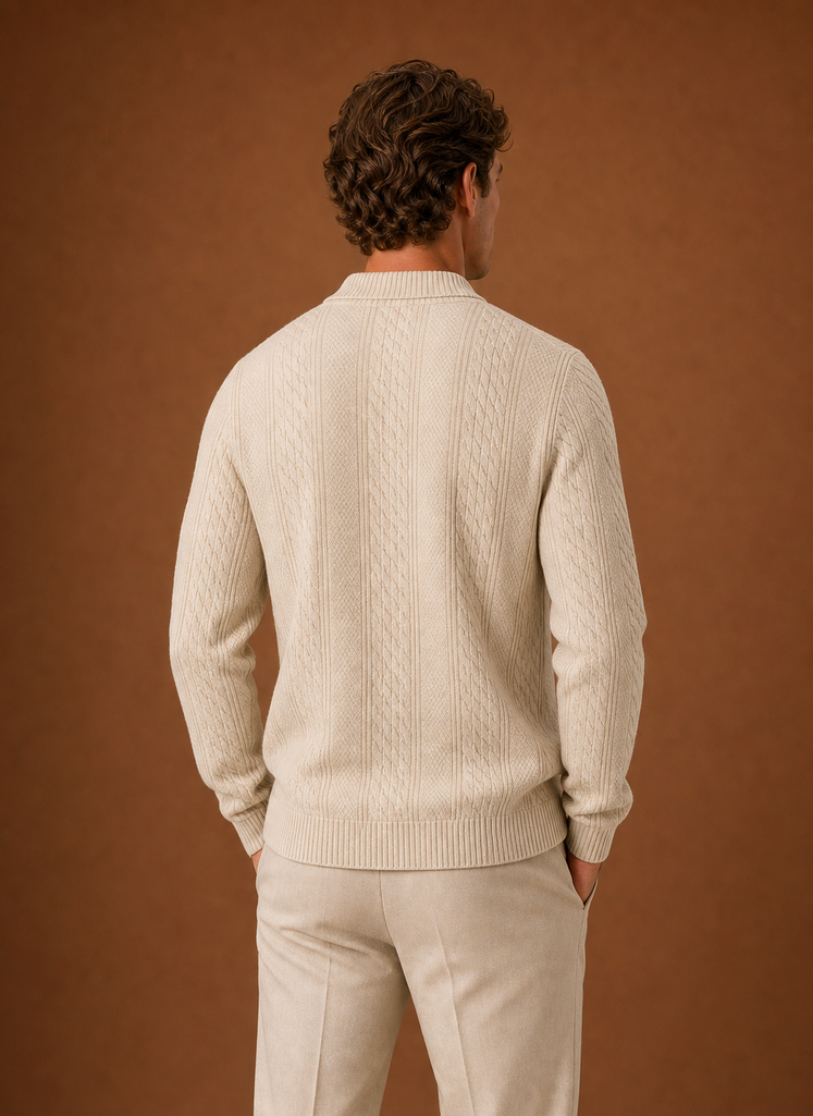 Cardigan a Trecce da Uomo con Scollo a V — foto 7
