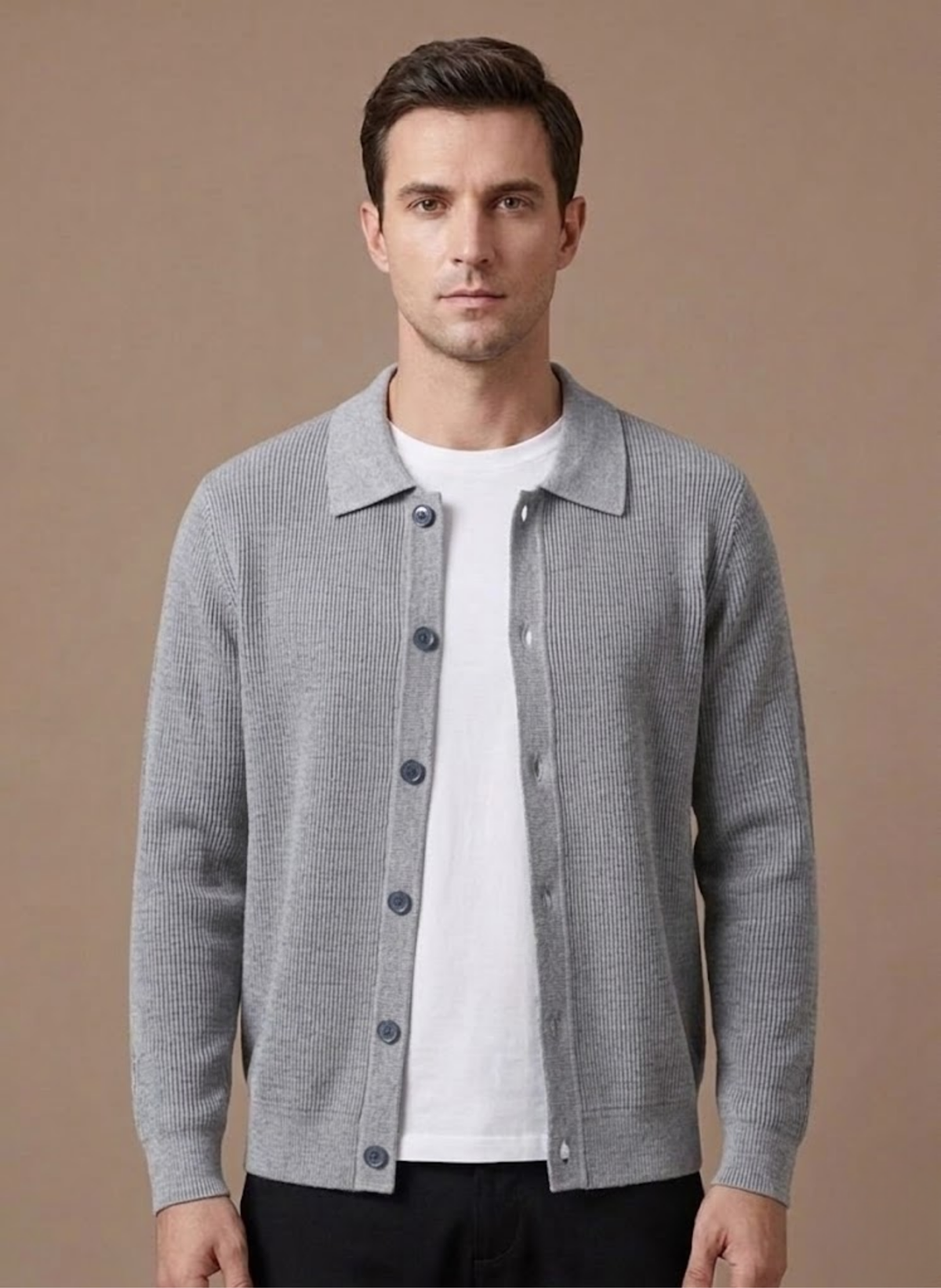 Cardigan da Uomo con Bottoni Taglio Rilassato — foto 2