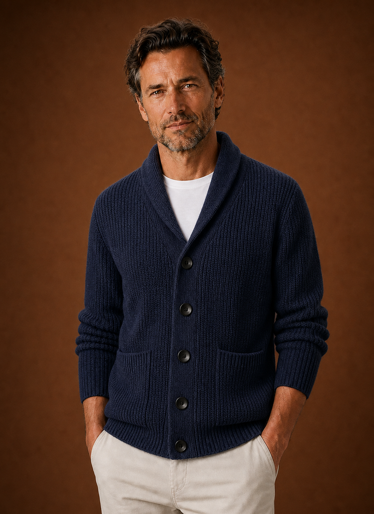Cardigan da Uomo con Collo a Scialle in Maglia — foto 13