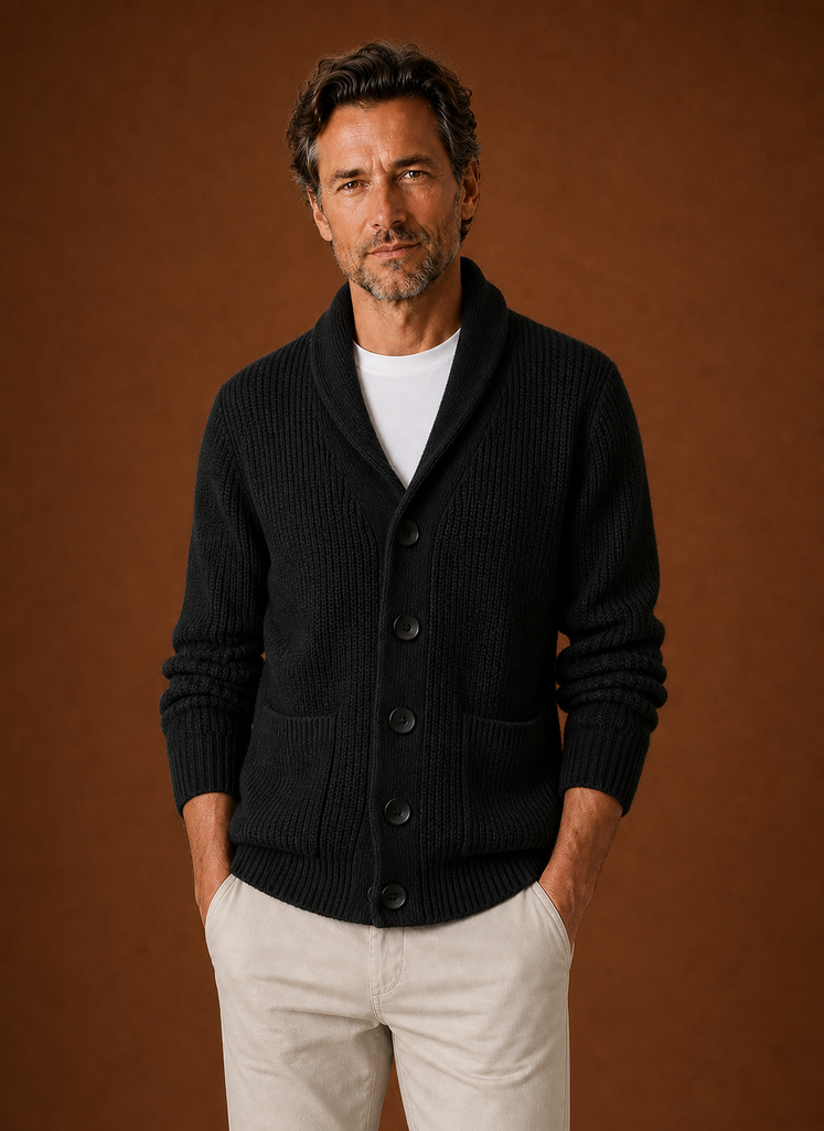 Cardigan da Uomo con Collo a Scialle in Maglia — foto 17