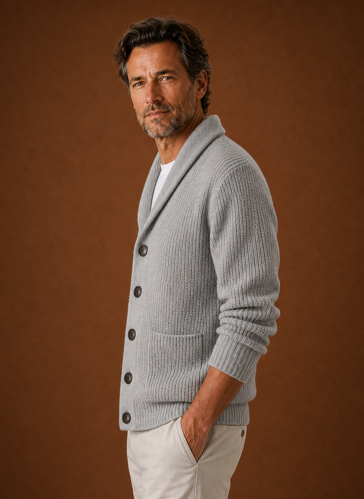 Cardigan da Uomo con Collo a Scialle in Maglia — foto 2