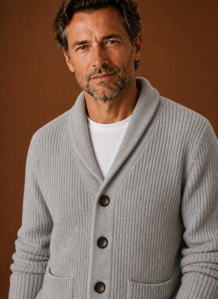 Cardigan da Uomo con Collo a Scialle in Maglia — foto 3
