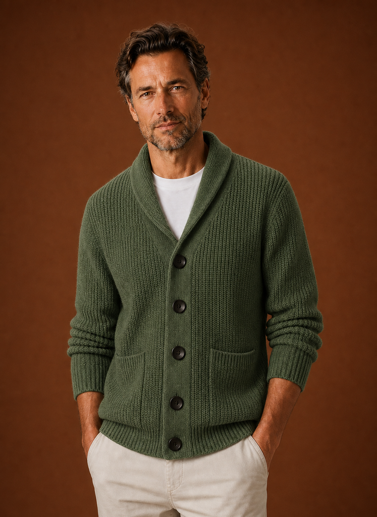 Cardigan da Uomo con Collo a Scialle in Maglia — foto 5