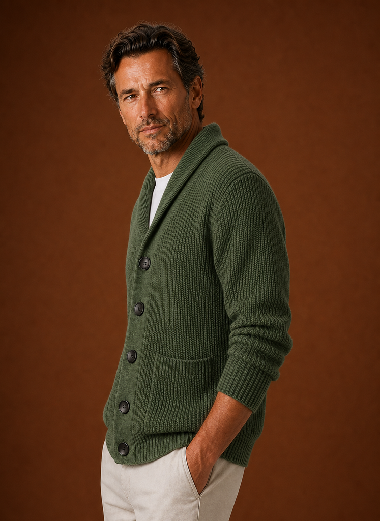 Cardigan da Uomo con Collo a Scialle in Maglia — foto 6