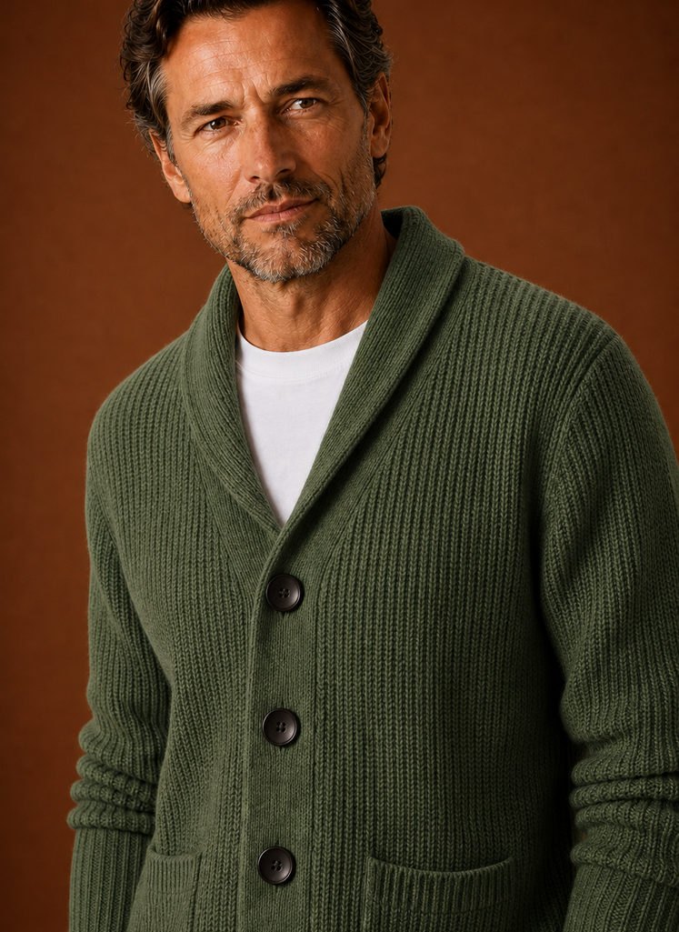 Cardigan da Uomo con Collo a Scialle in Maglia — foto 7