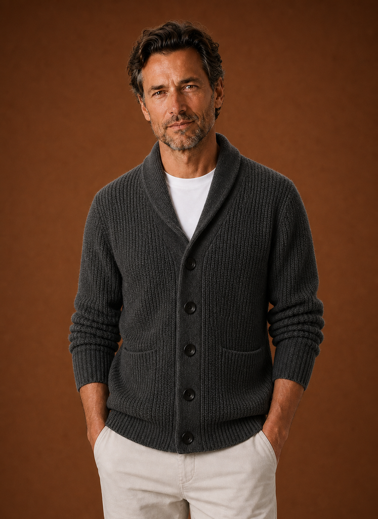 Cardigan da Uomo con Collo a Scialle in Maglia — foto 9