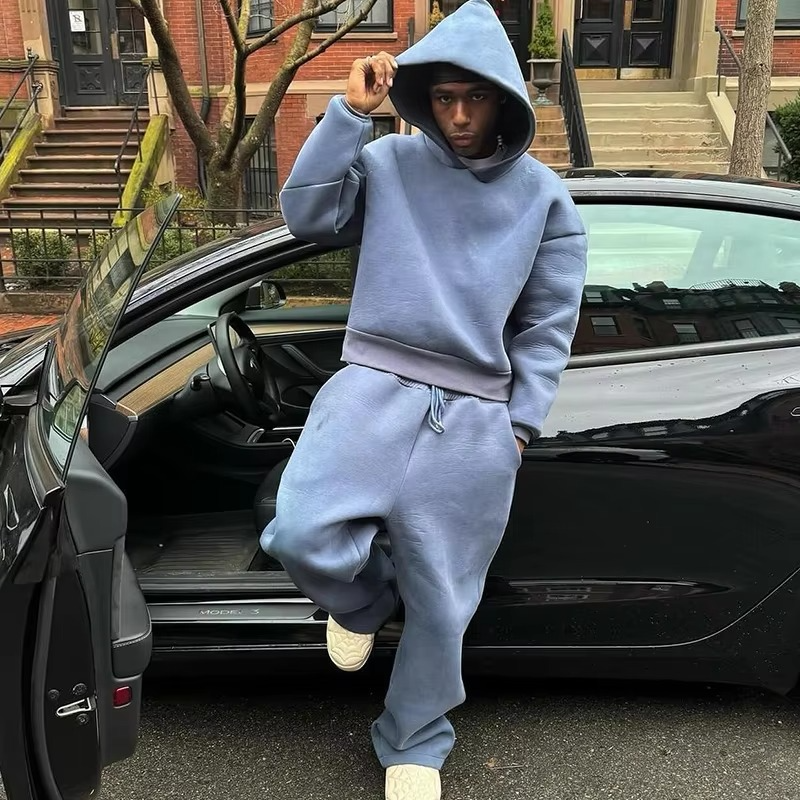 Completo Felpa e Pantaloni da Uomo Oversize in Pile — foto 12