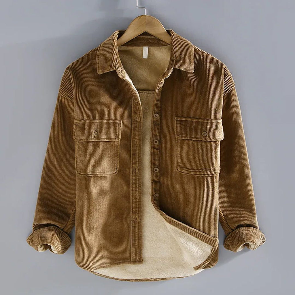 Overshirt in Velluto a Coste da Uomo Ampia