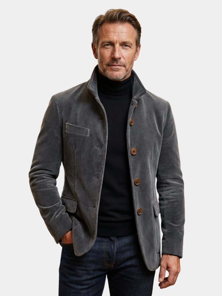 Blazer in Velluto a Coste da Uomo con Bottoni