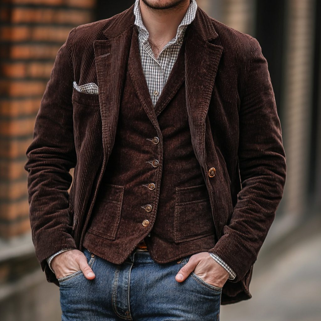 Blazer da Uomo con Revers a Lancia e Gilet Abbinato — foto 2